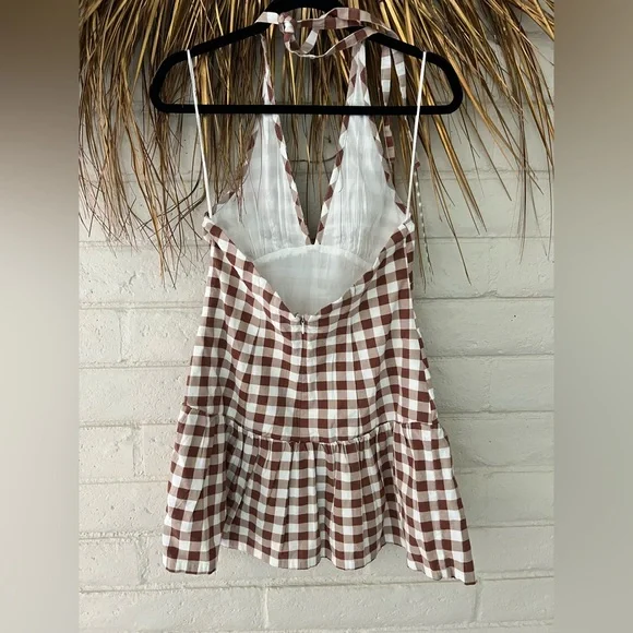 Free People Checkered Halter Midi Dress - Picture 3 of 6